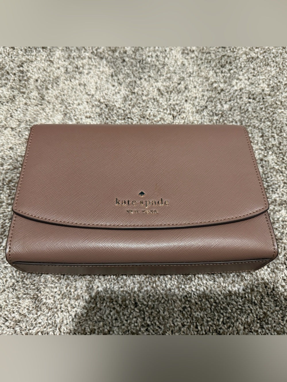 kate spade mauve brown saffiano leather flap crossbody